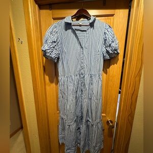 Blue and White Striped Dress